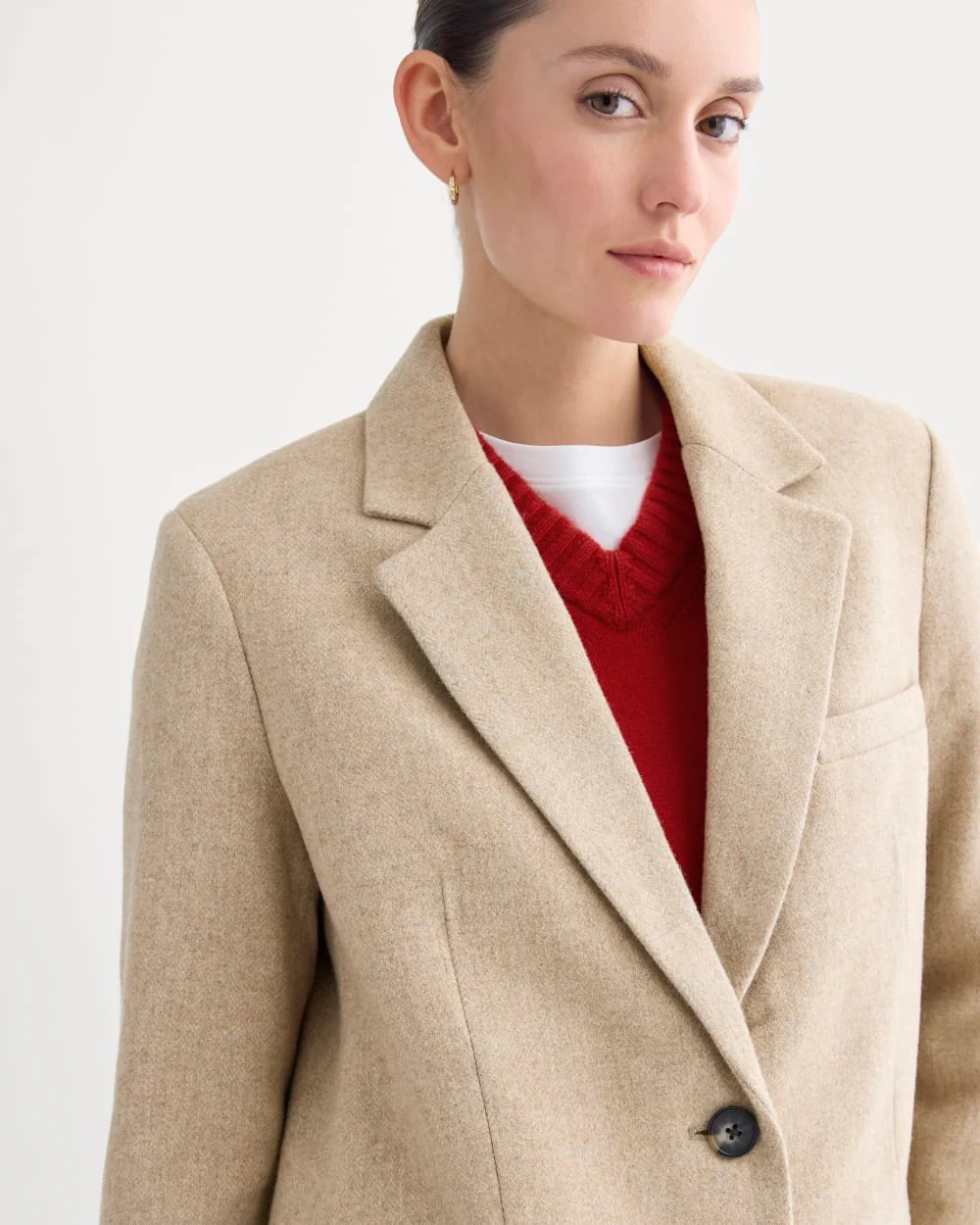 The Oversized Blazer in Wool | Taupe Herringbone