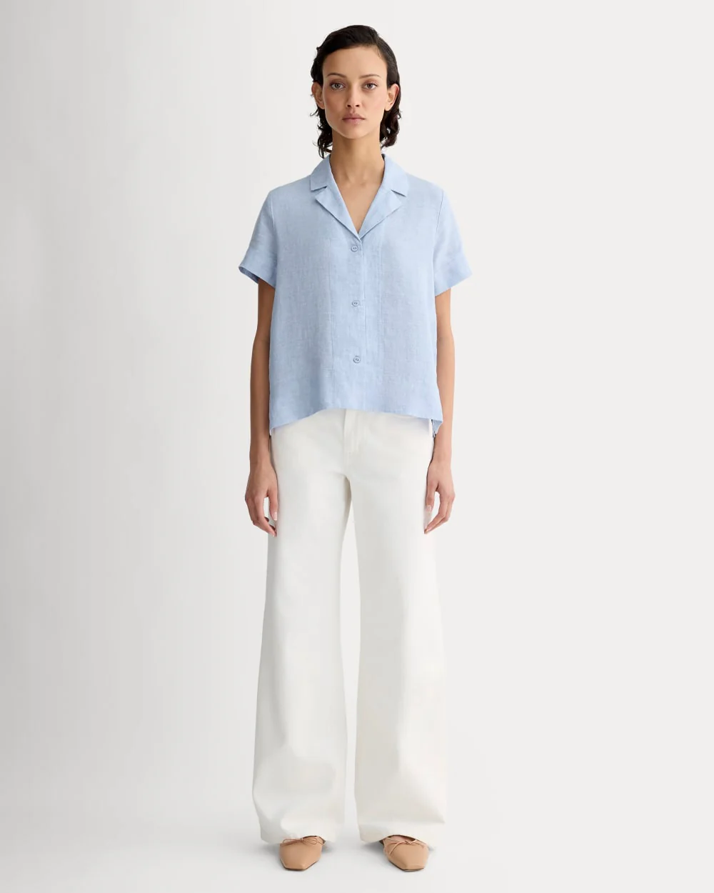 The Notch Shirt in Linen | Light Blue