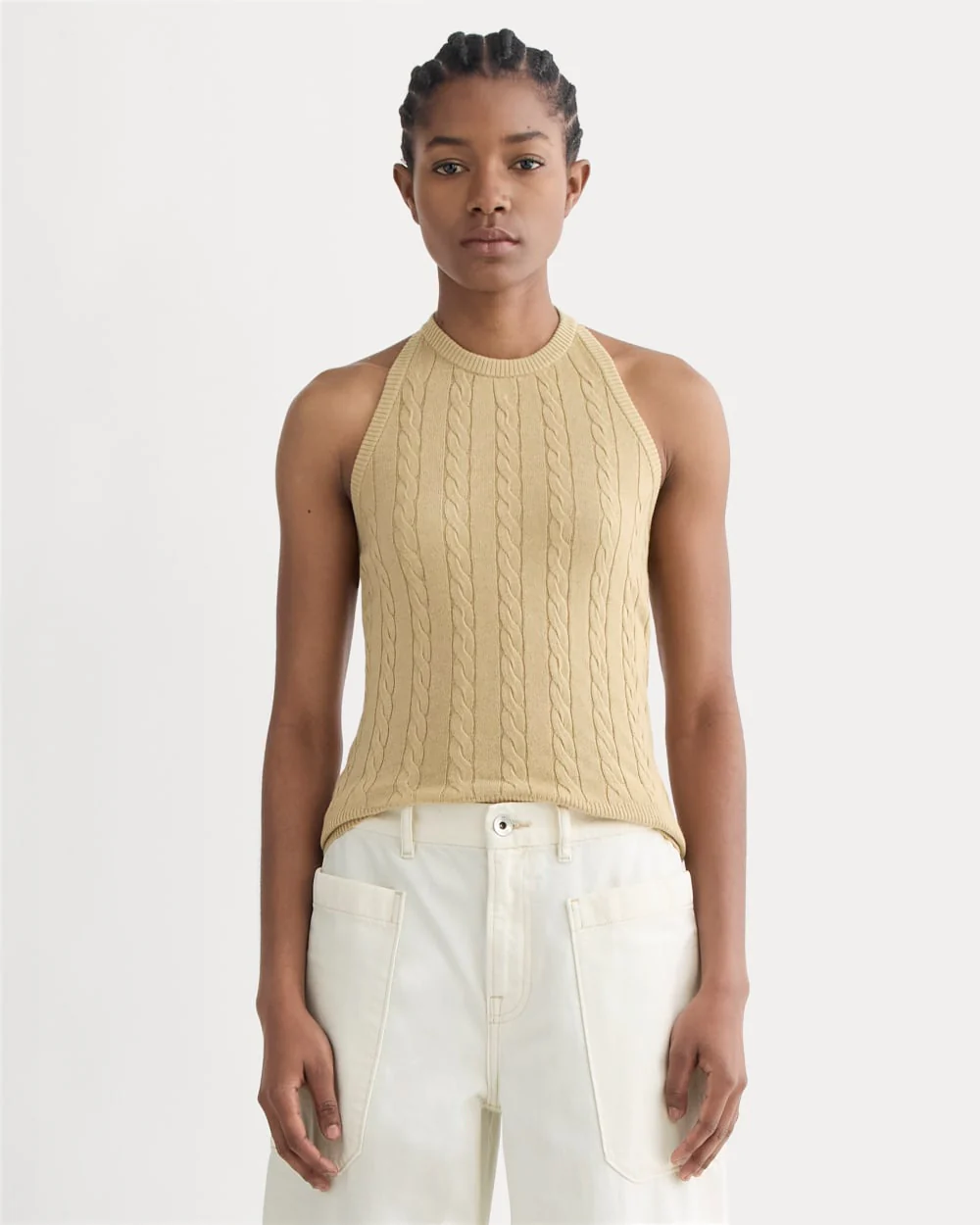 The Cable Halter in Cotton Cashmere | Classic Khaki