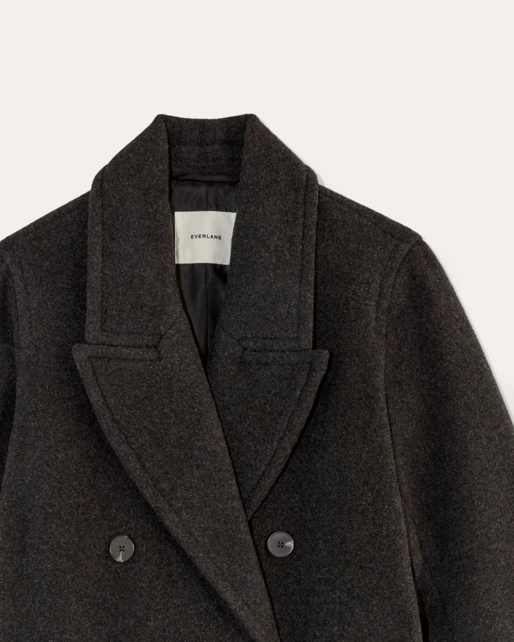 The Double-Breasted Coat in Wool | Heather Charcoal