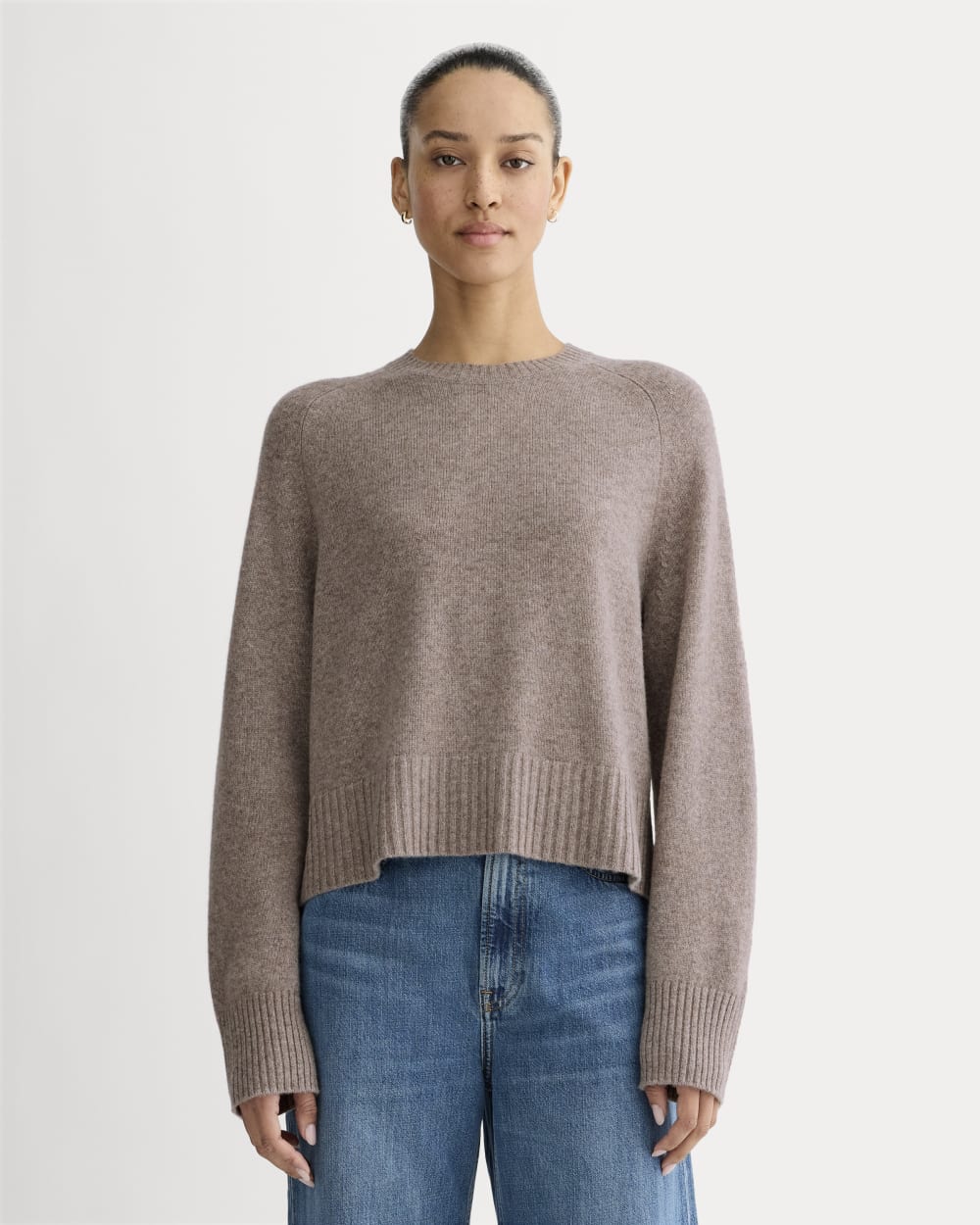 The Boxy Crew in Cashmere | Light Heathered Taupe