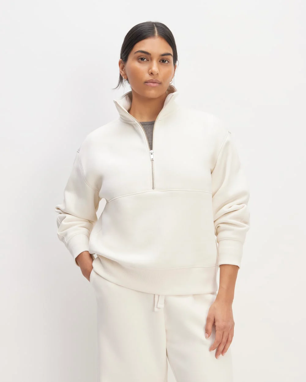 The ReTrack Half-Zip Sweatshirt | Bone