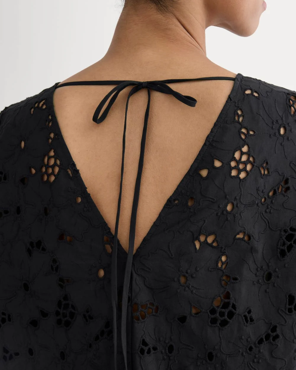 The Eyelet Mini Shift Dress | Black