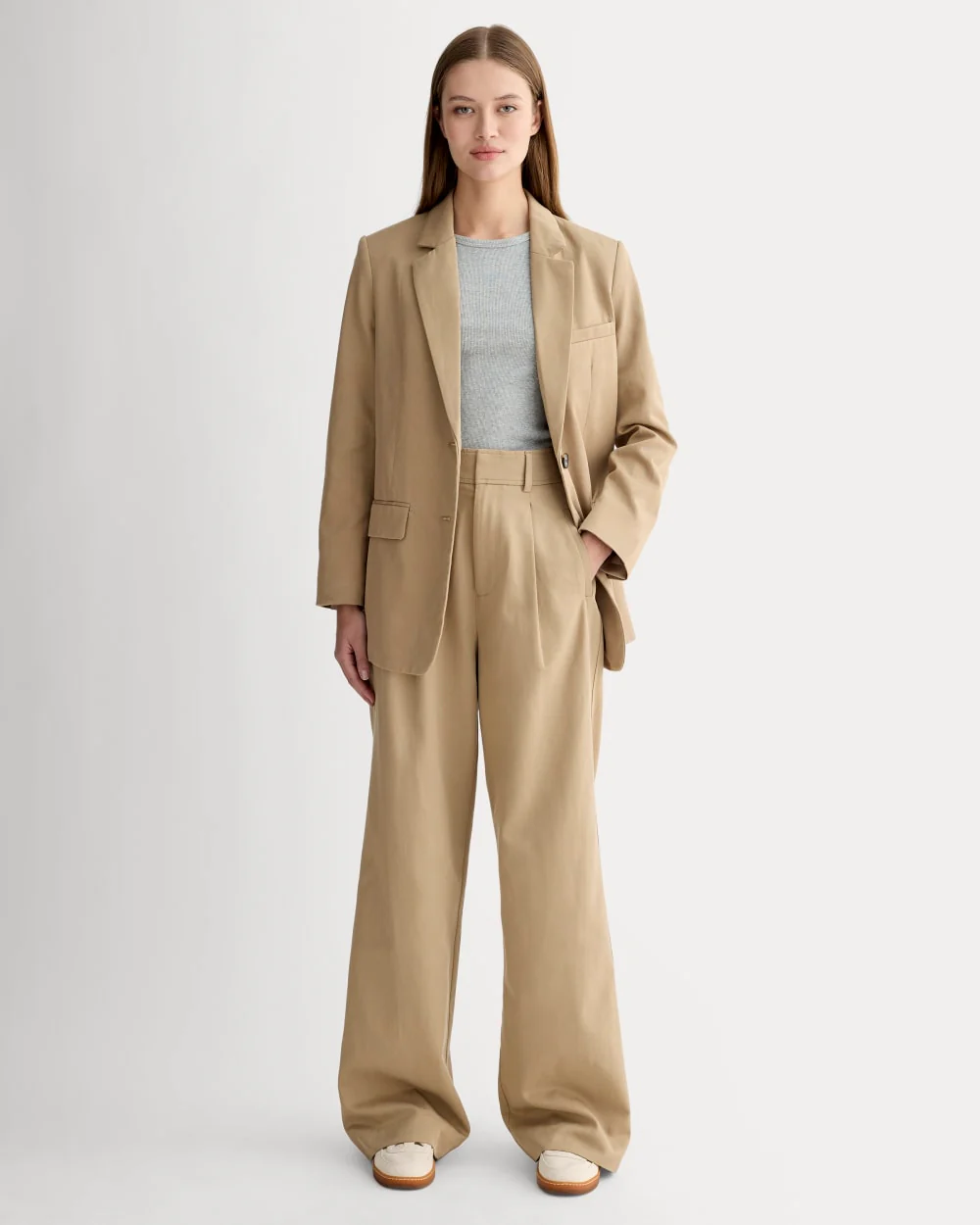 The Draper Pleated Pant in Buttersmooth | Ash Brown | 32 Inseam