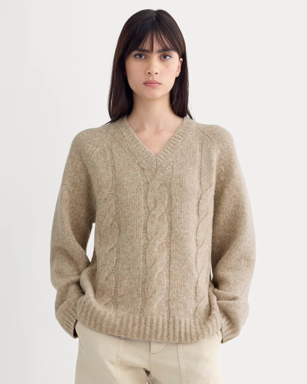 Cloud Cable V-Neck Sweater | Heathered Oatmeal