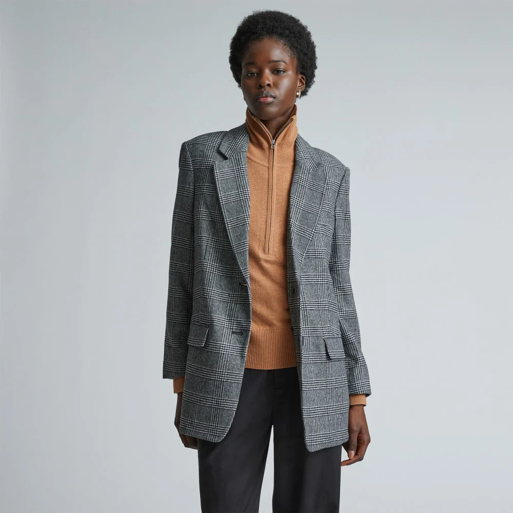 The Oversized Blazer in Wool | Glen Plaid