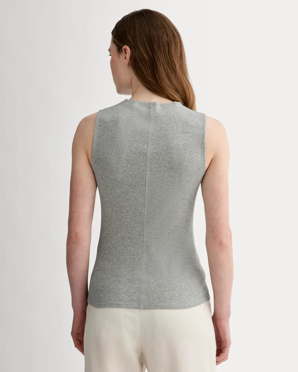 The Luxe Rib Funnel-Neck Tank | Heathered Grey