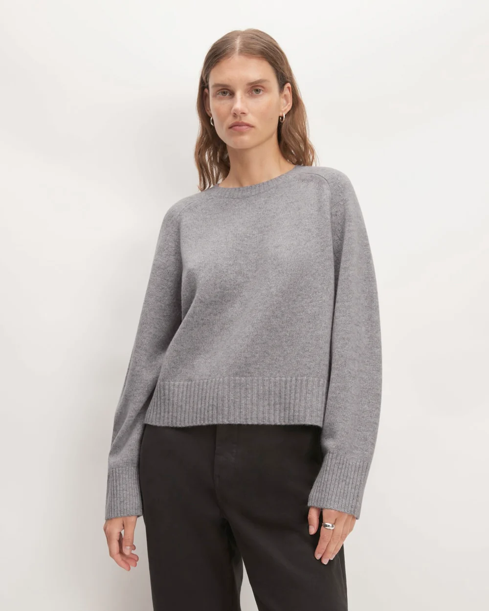 The Boxy Crew in Cashmere | Heathered Grey