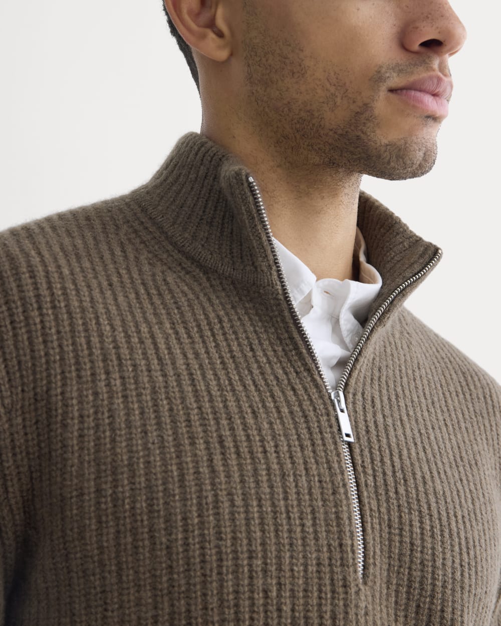 The Felted Merino Half-Zip Sweater | Heather Chocolate Martini