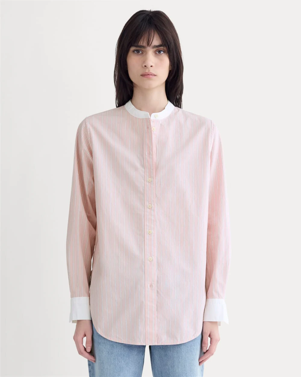 The Oversized Shirt in Ultrasoft Cotton | Pink / White
