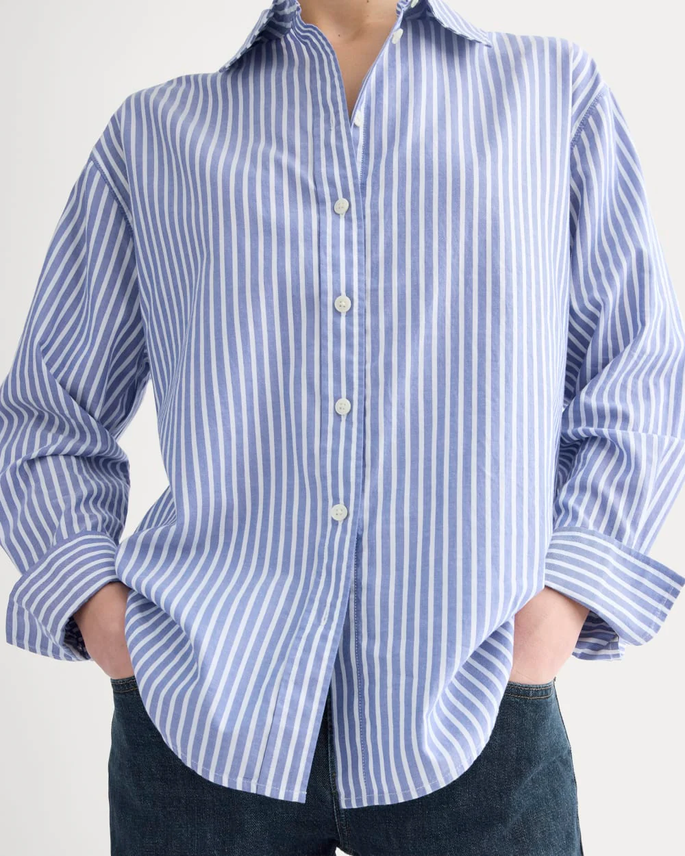 Everyday Shirt in Silky Cotton | Bone / Mazarine Blue