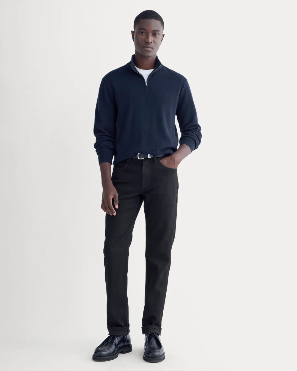 Cashmere Quarter Zip Sweater |  Navy