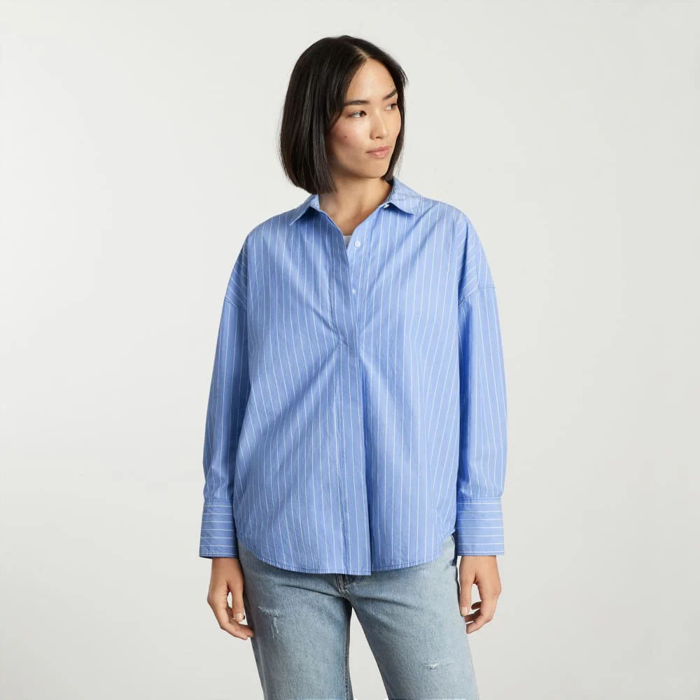 The Oversized Poplin Shirt | Powder Blue / White