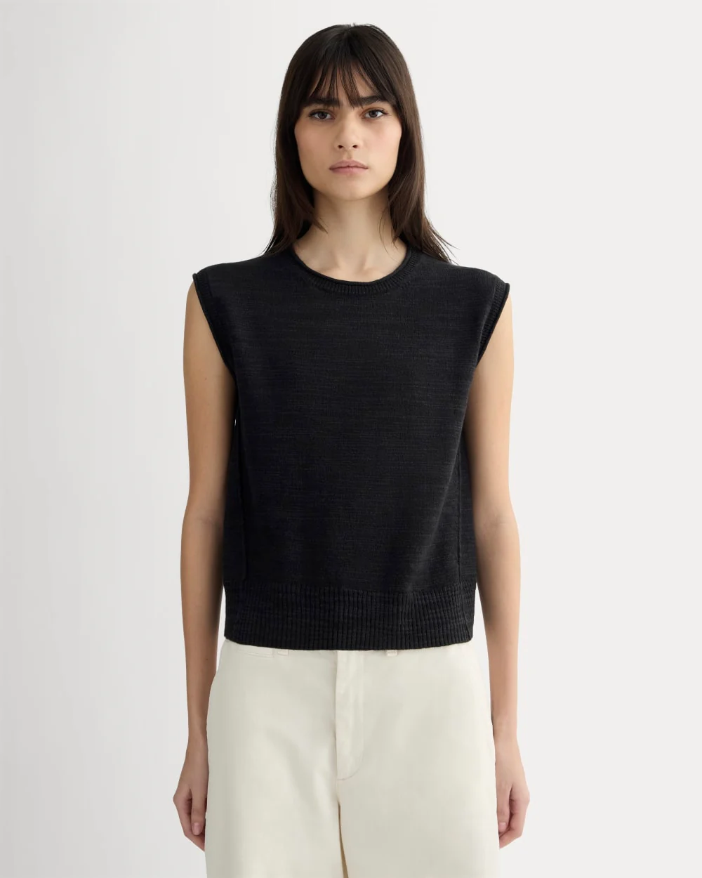 The Muscle Sweater in Cotton Linen | Black