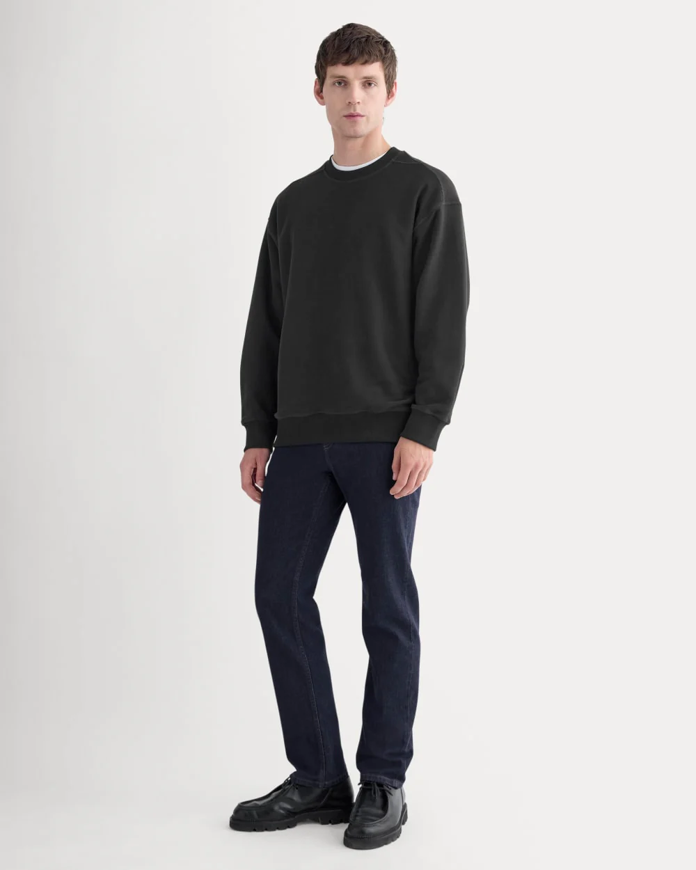 Twill Terry Jacquard Crew Sweatshirt | Black