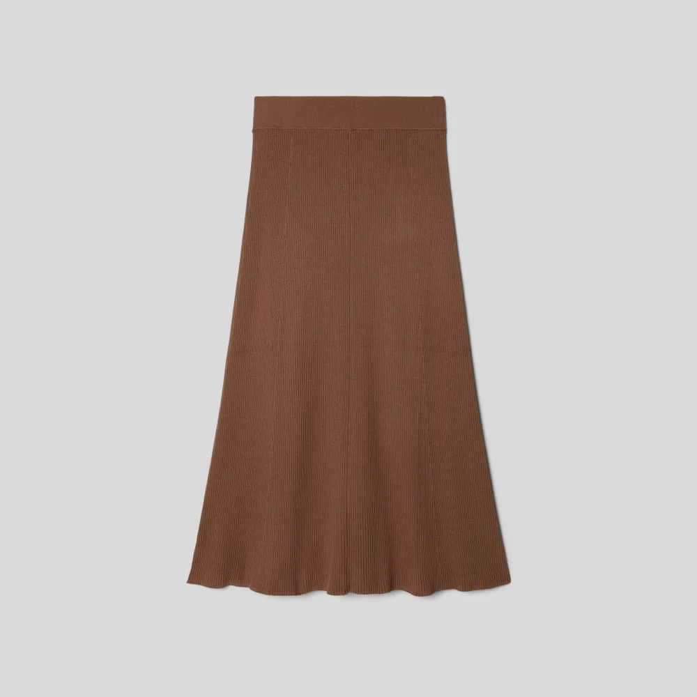The Ribbed Knit Skirt | Cocoa Brown