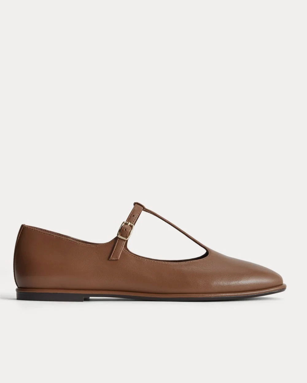 The Leather T-Strap Flat | Rum