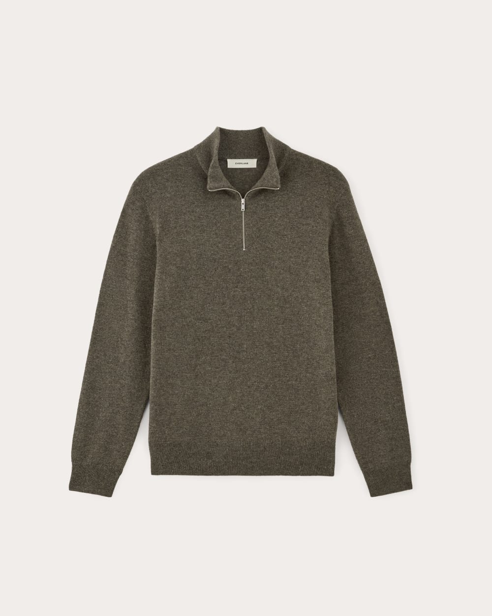 The Quarter-Zip in Cashmere | Heathered Army Green