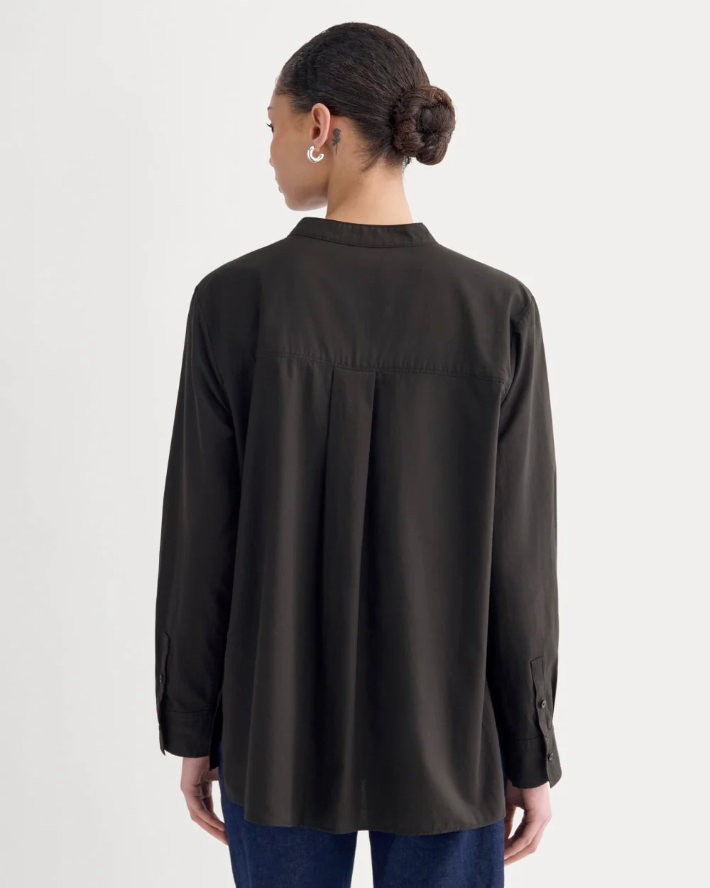 The Pleated Shirt in Silky Cotton | Black