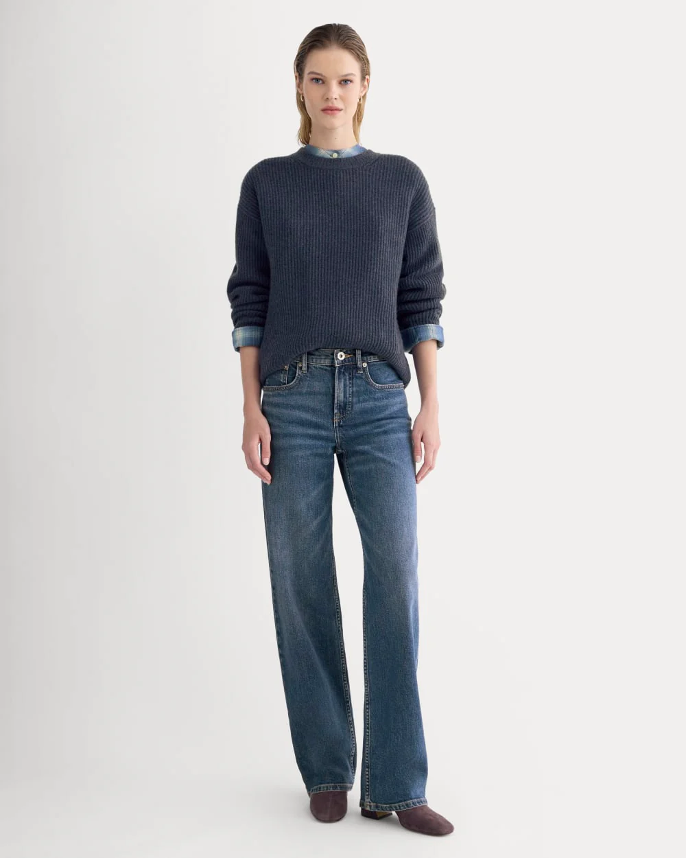 The Cocoon Crew in Wool Cashmere | Indigo