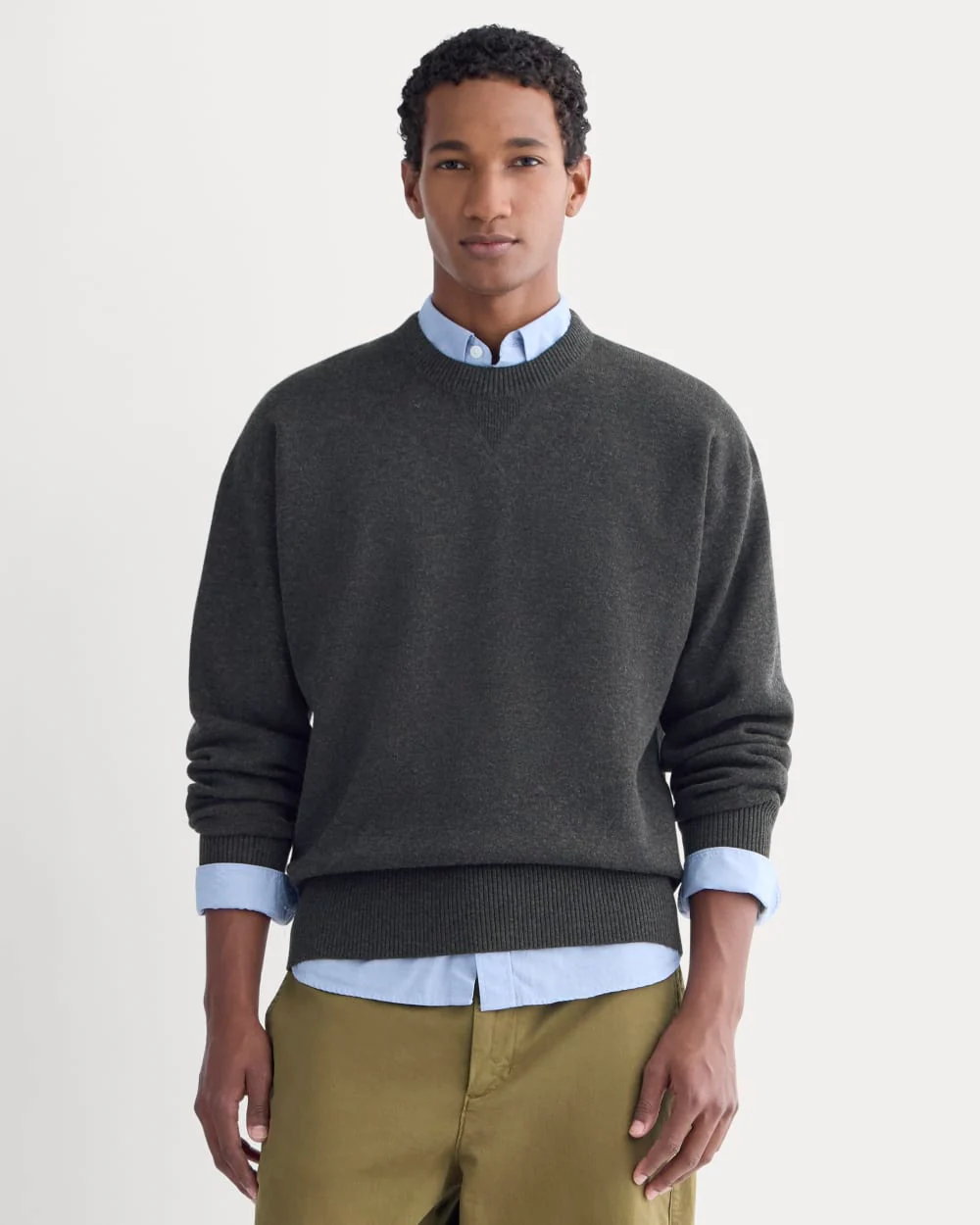 Luxe Merino Double-Knit Sweater | Heather Charcoal