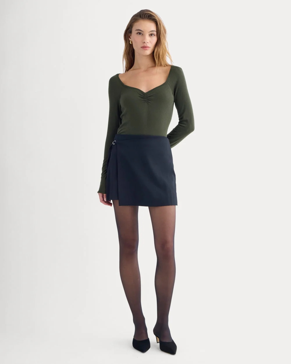 Sweetheart-Neck Top in Butterluxe | Dark Green