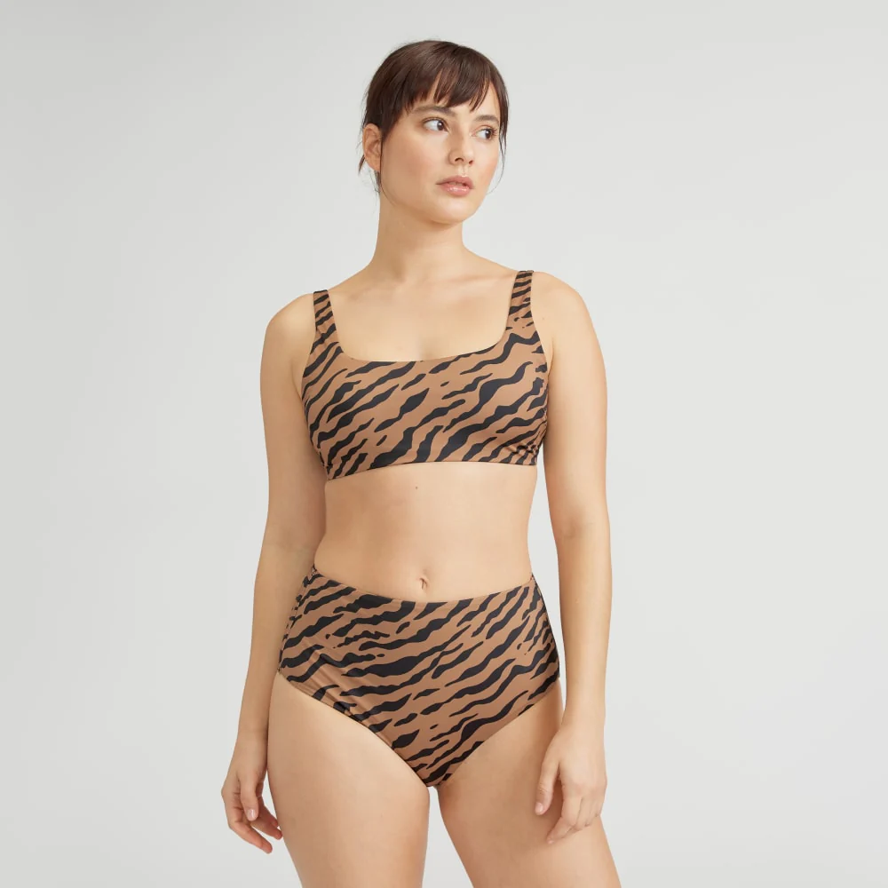 The Square-Neck Bikini Top | Tiger Stripe Toasted Coconut