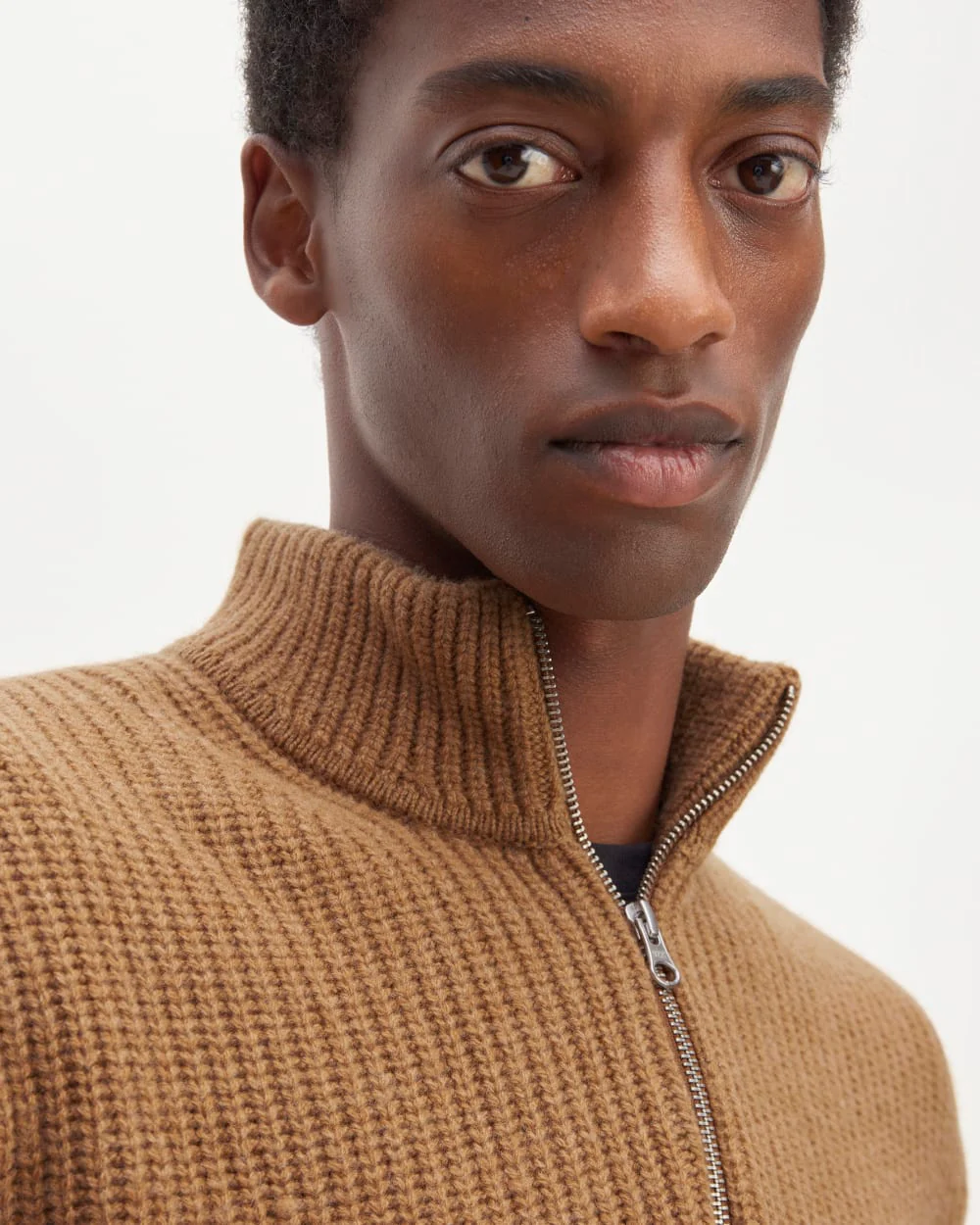 The Felted Merino Half-Zip Sweater | Deep Camel