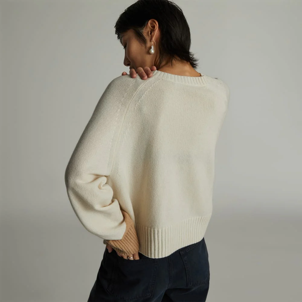 The Cashmere Boxy Crew | Bone / Light Camel