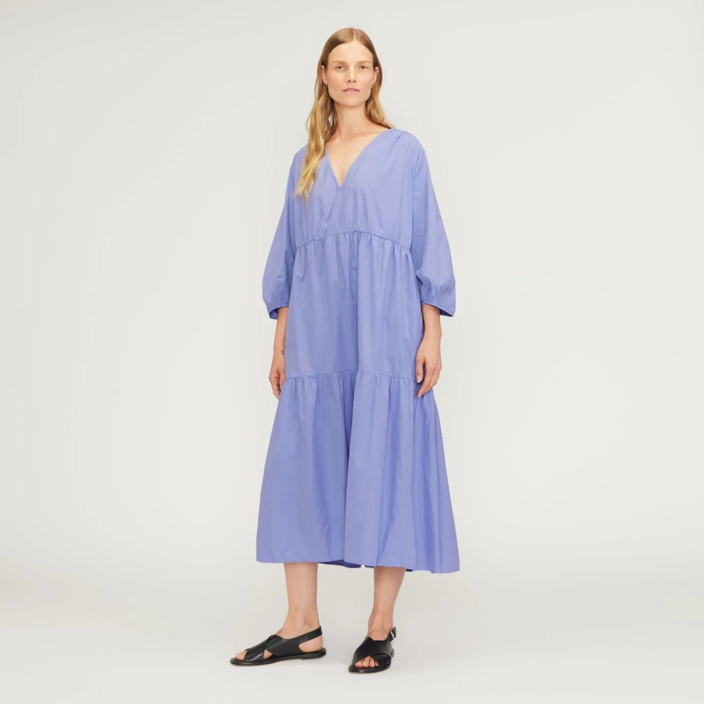 The Poplin Tiered Dress | Cornflower Blue