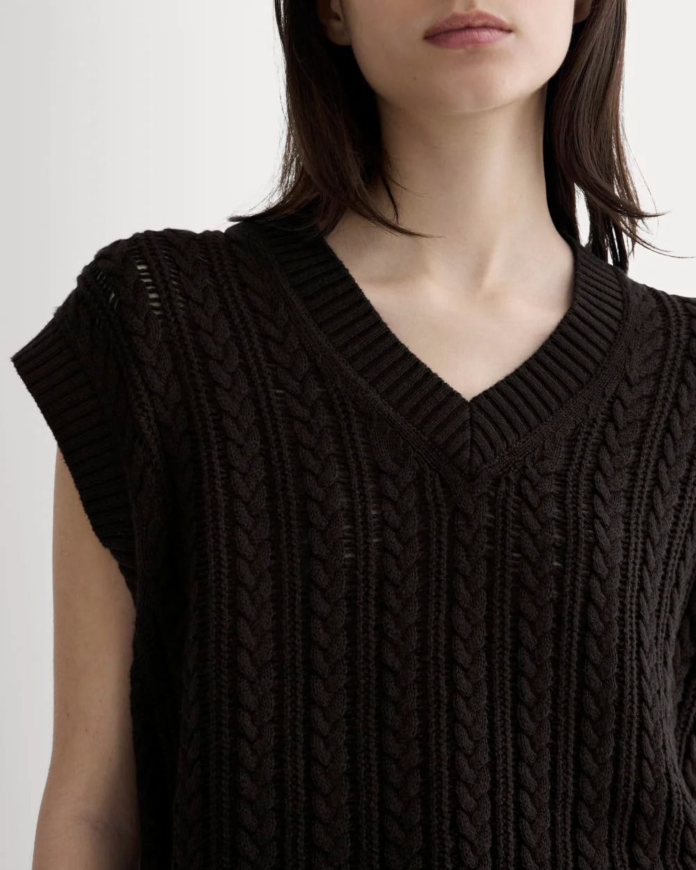 The Mesh Cable Vest in Everyday Cotton | Black
