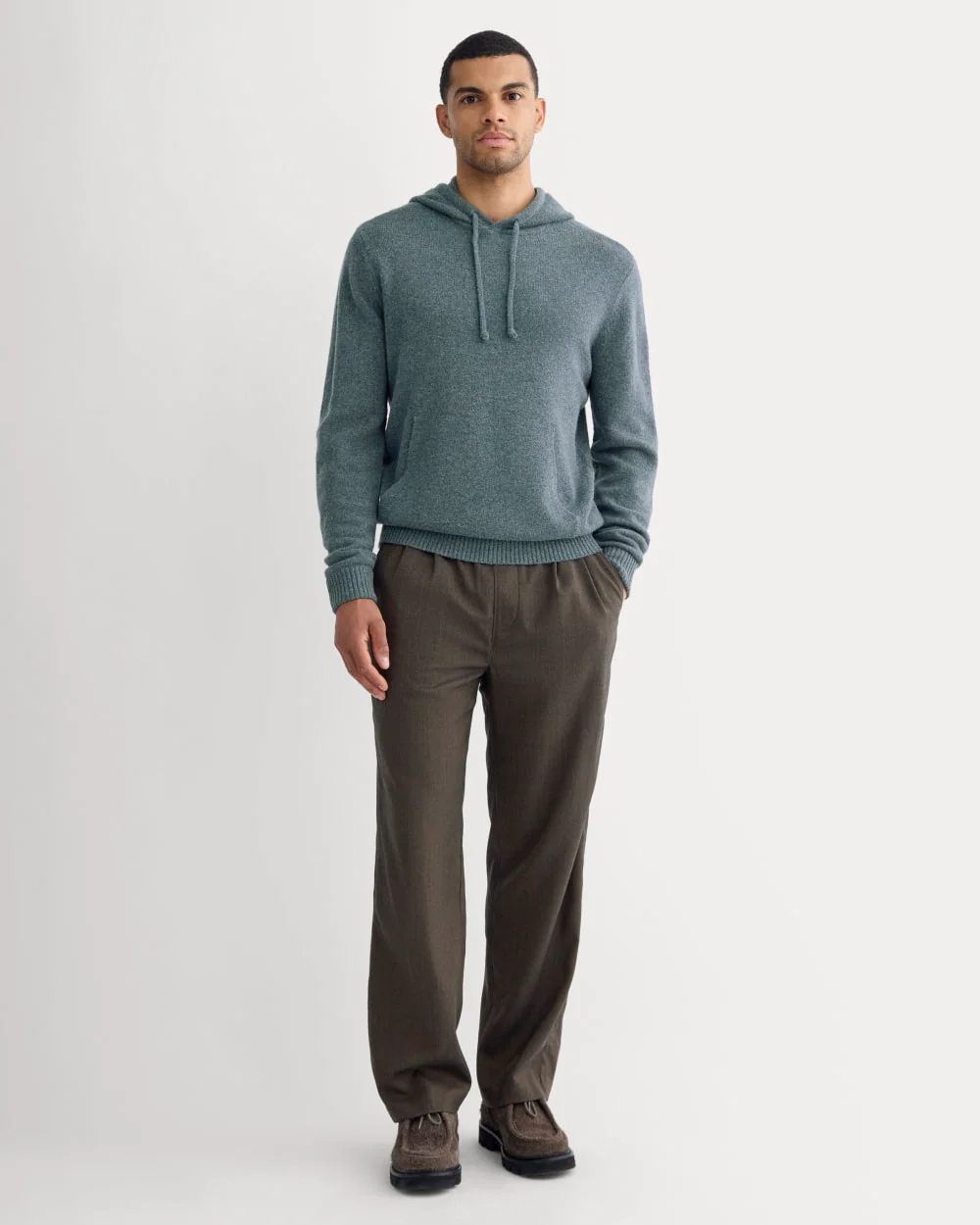 The Felted Merino Hoodie | Heather Midnight Navy