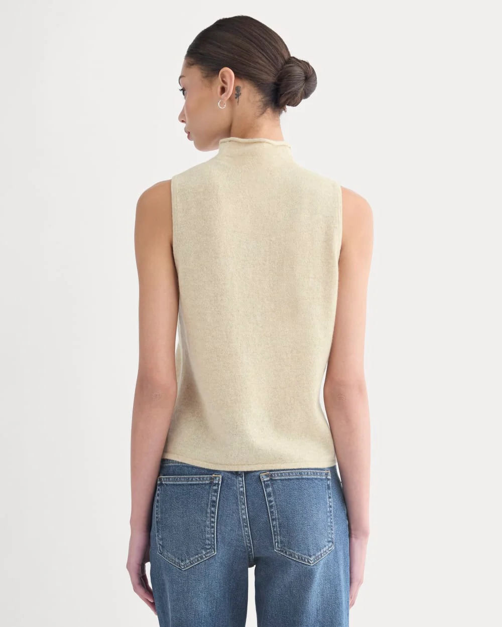 Cashmere Funnel-Neck Tank | Heather Light Camel