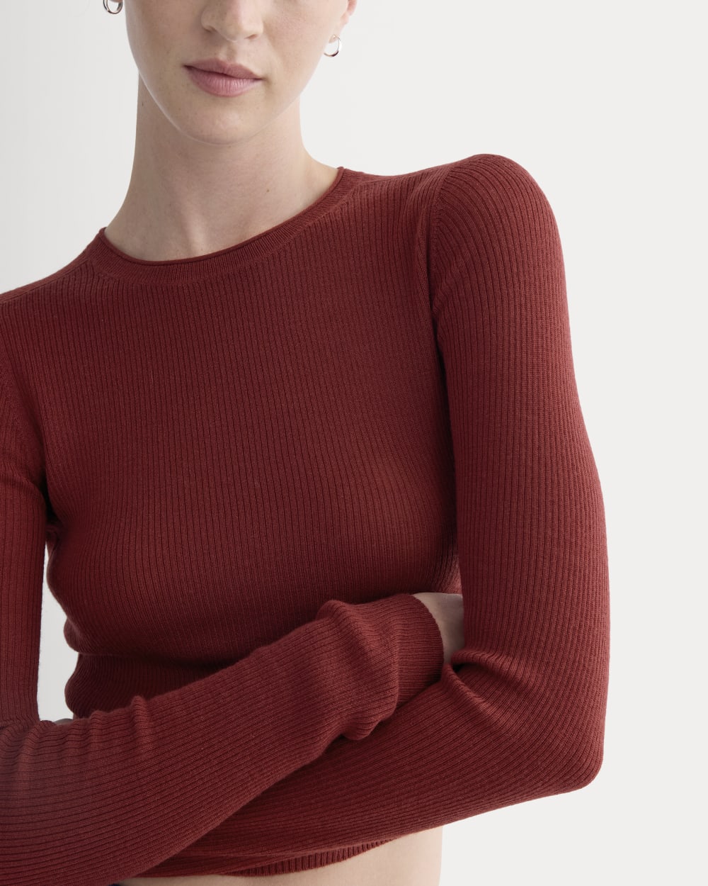The Cropped Crew Top in Ultrafine Merino | Merlot