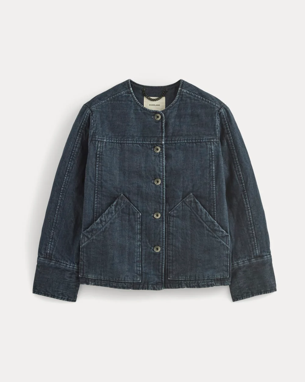 Denim Quilted Barrel Jacket | Midnight