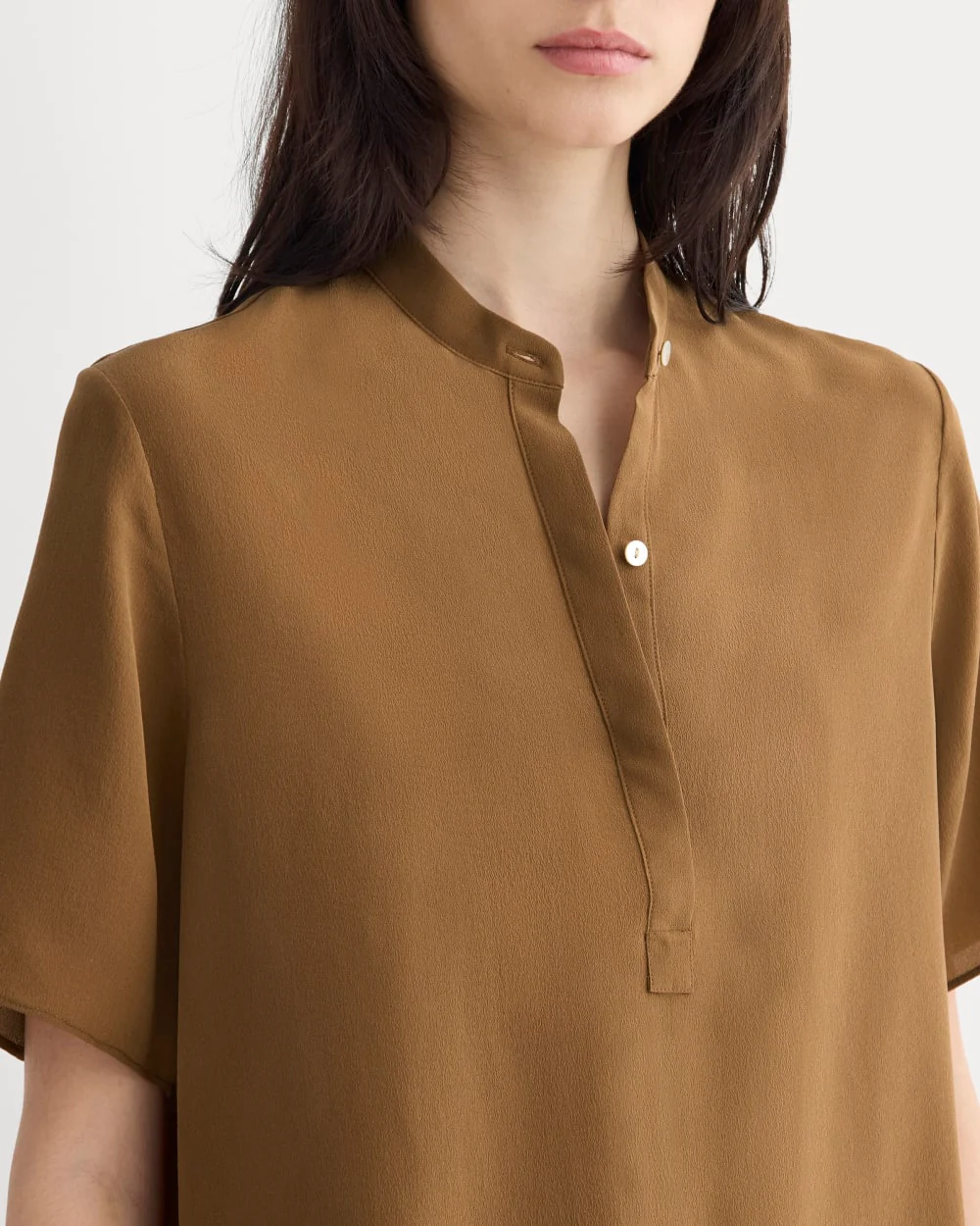 The Popover Top in Washable Silk | Toffee