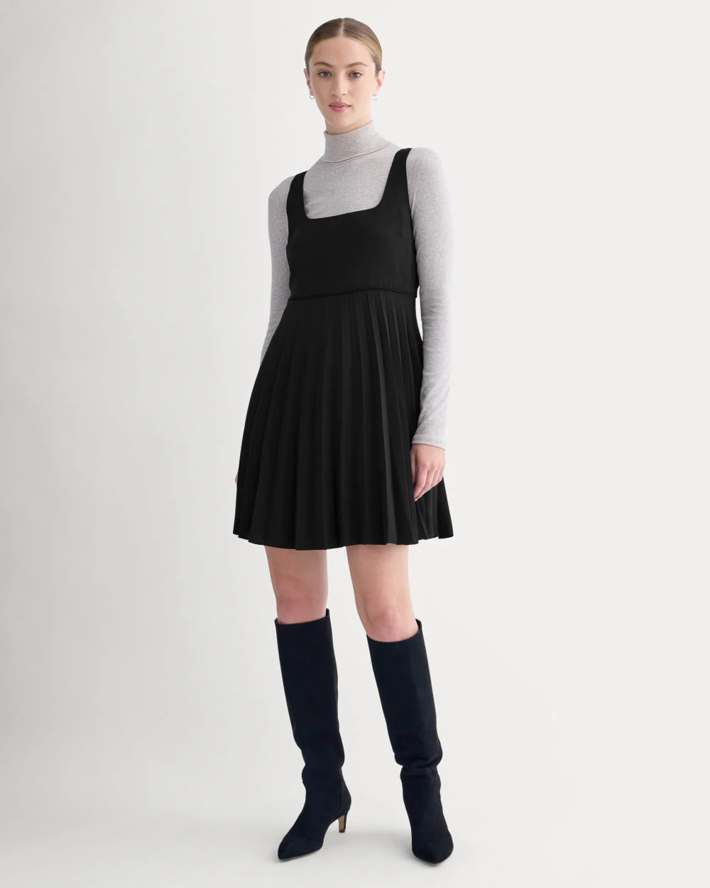 Drapey Crepe Mini Dress | Black