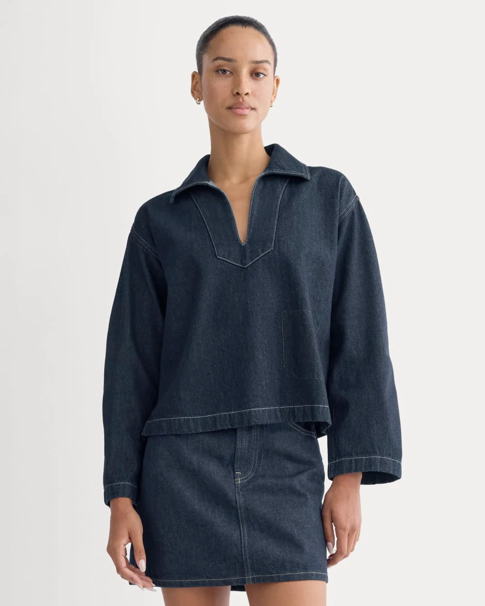 The Cropped Denim Tunic | Tungsten Rinse