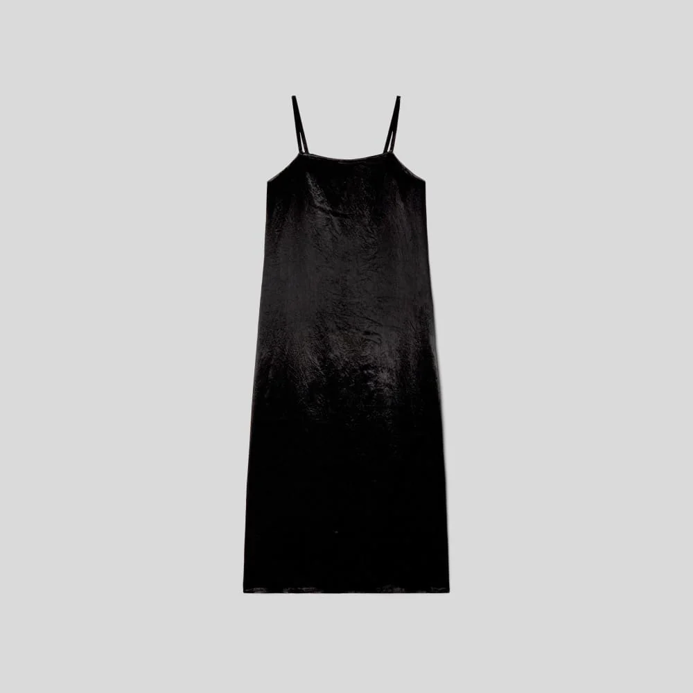 The Satin Square-Neck Slip Dress | Black