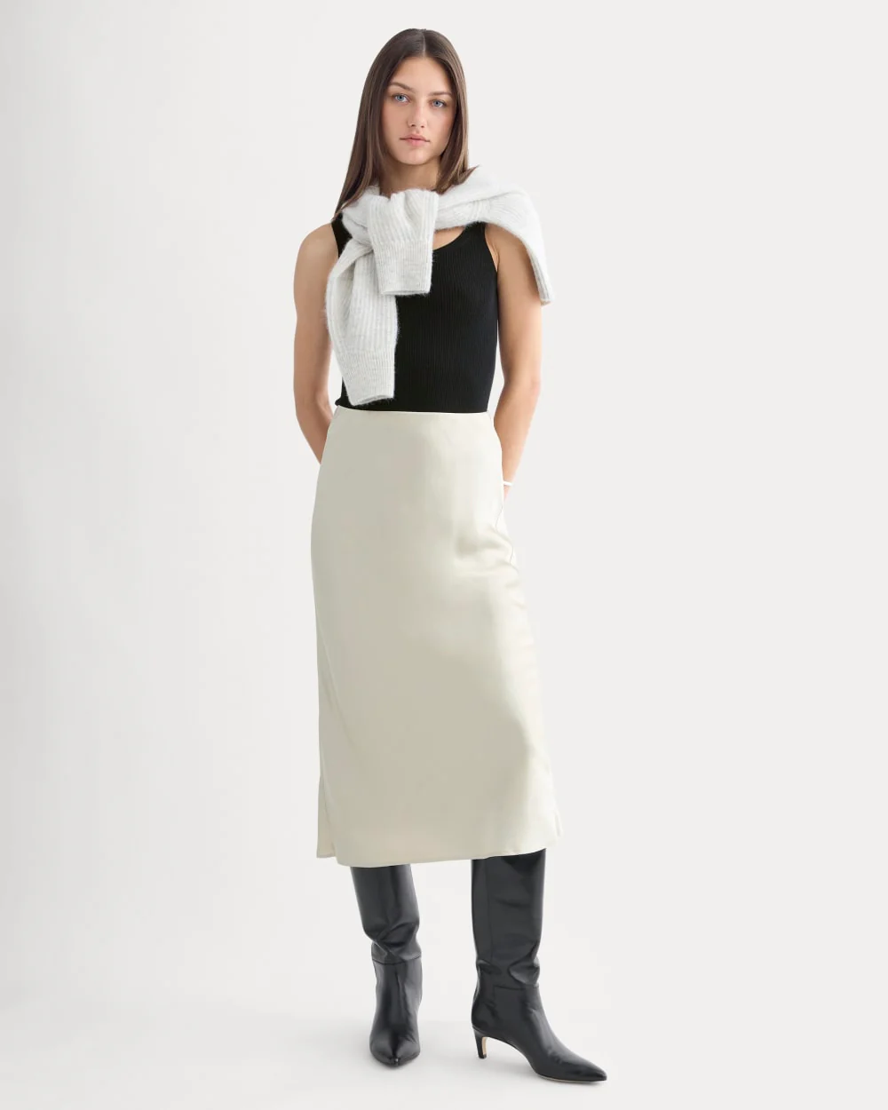 Slip Skirt in Silk Charmeuse | Peyote