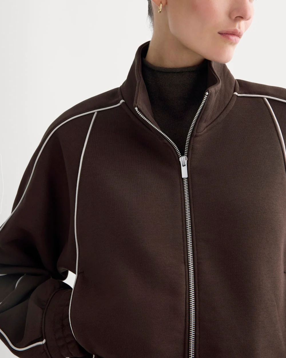 Luxe Fleece Track Jacket | Dark Chocolate