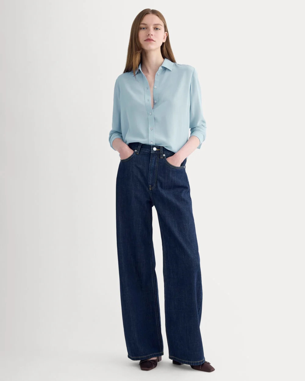 The Must-Have Shirt in Washable Silk | Soft Blue