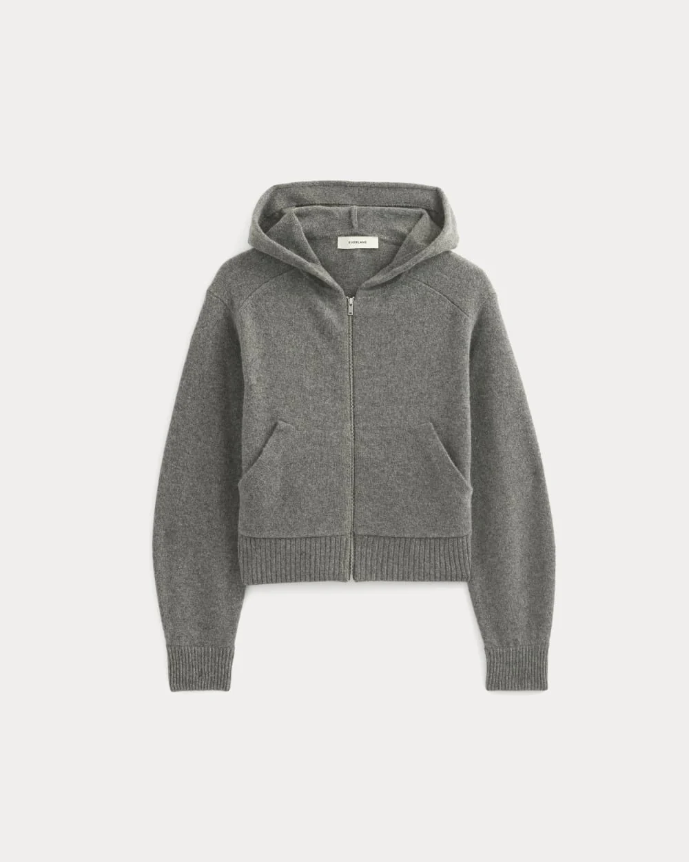 Full-Zip Hoodie in Wool Cashmere | Heather Charcoal
