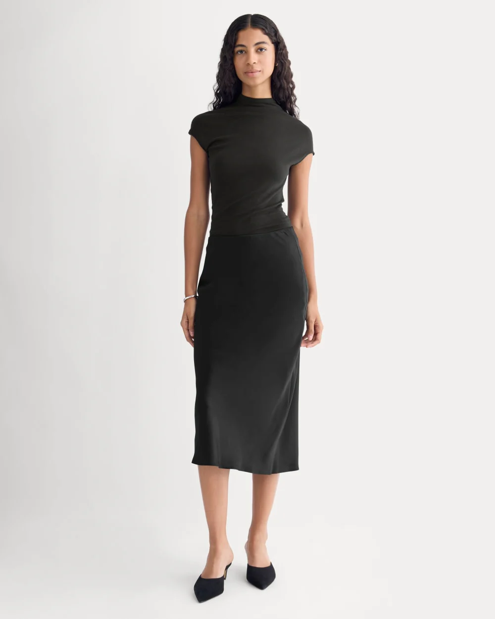 Slip Skirt in Silk Charmeuse | Black