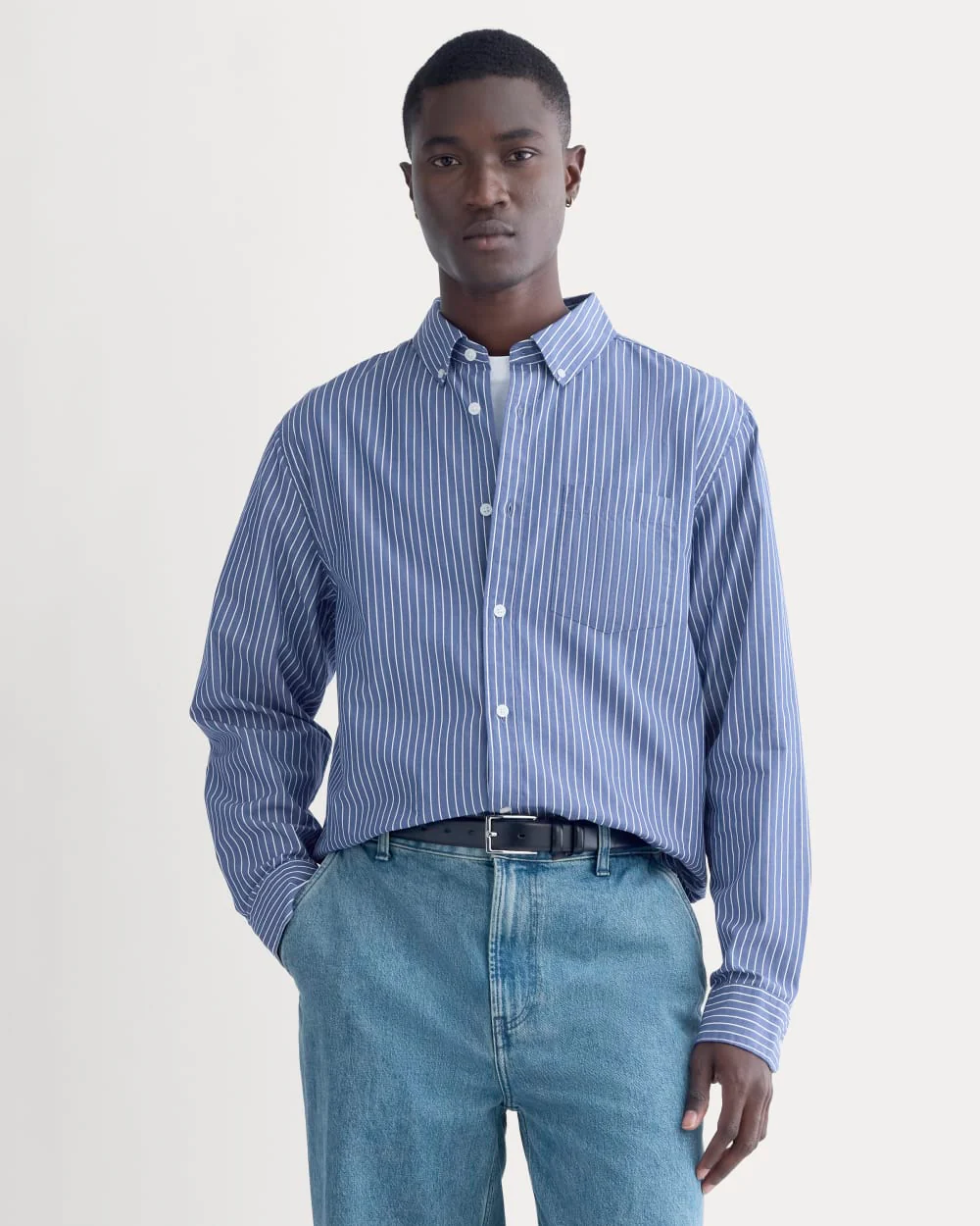 Washed Poplin Shirt | Mazarine Blue / Optic White