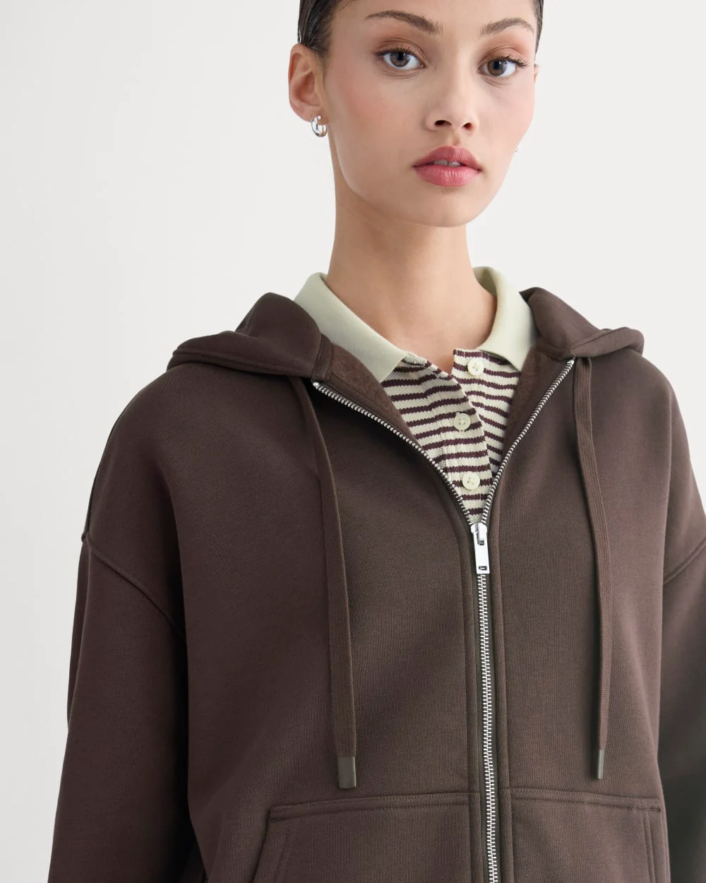 Luxe Fleece Oversized Full-Zip Hoodie | Dark Chocolate
