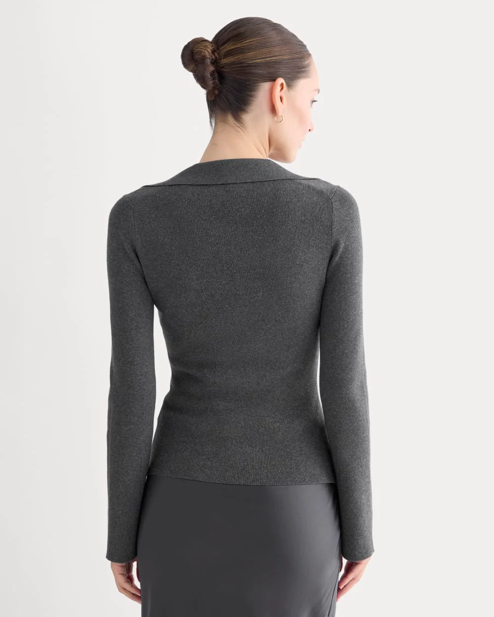 Knit Scoop-Neck Top | Heathered Soot