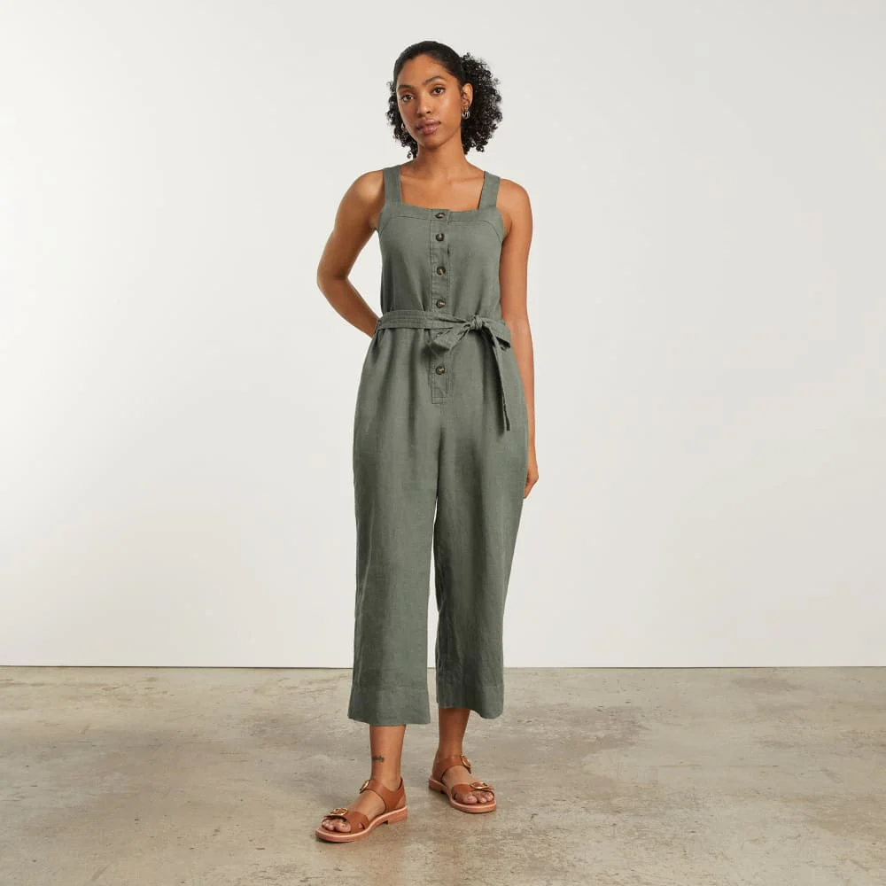 The Linen Jumpsuit | Pewter Green