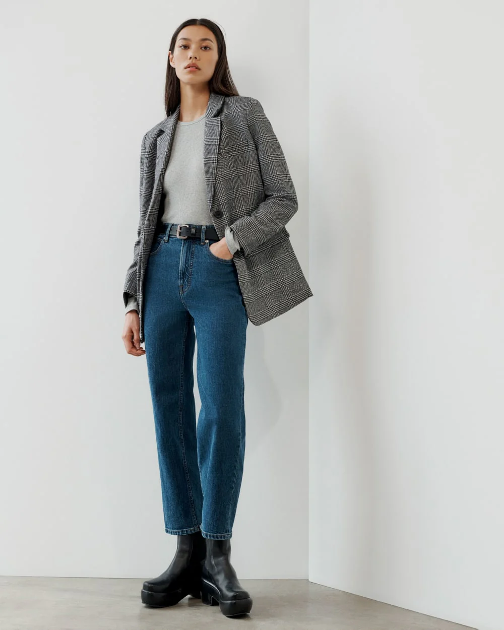 The Oversized Blazer in Wool | Glen Plaid