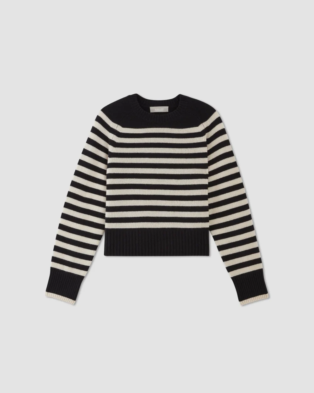 The Boxy Crew in Cashmere | Black / Bone